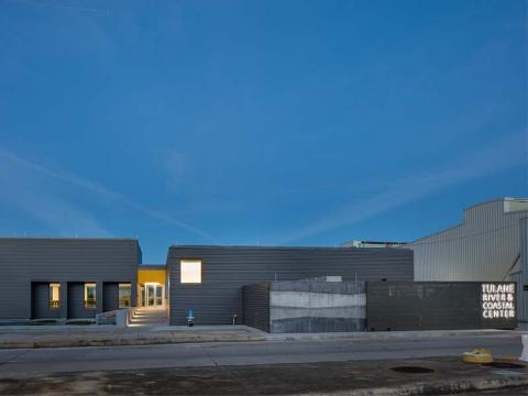 Tulane River and Coastal Center entrance in the evening